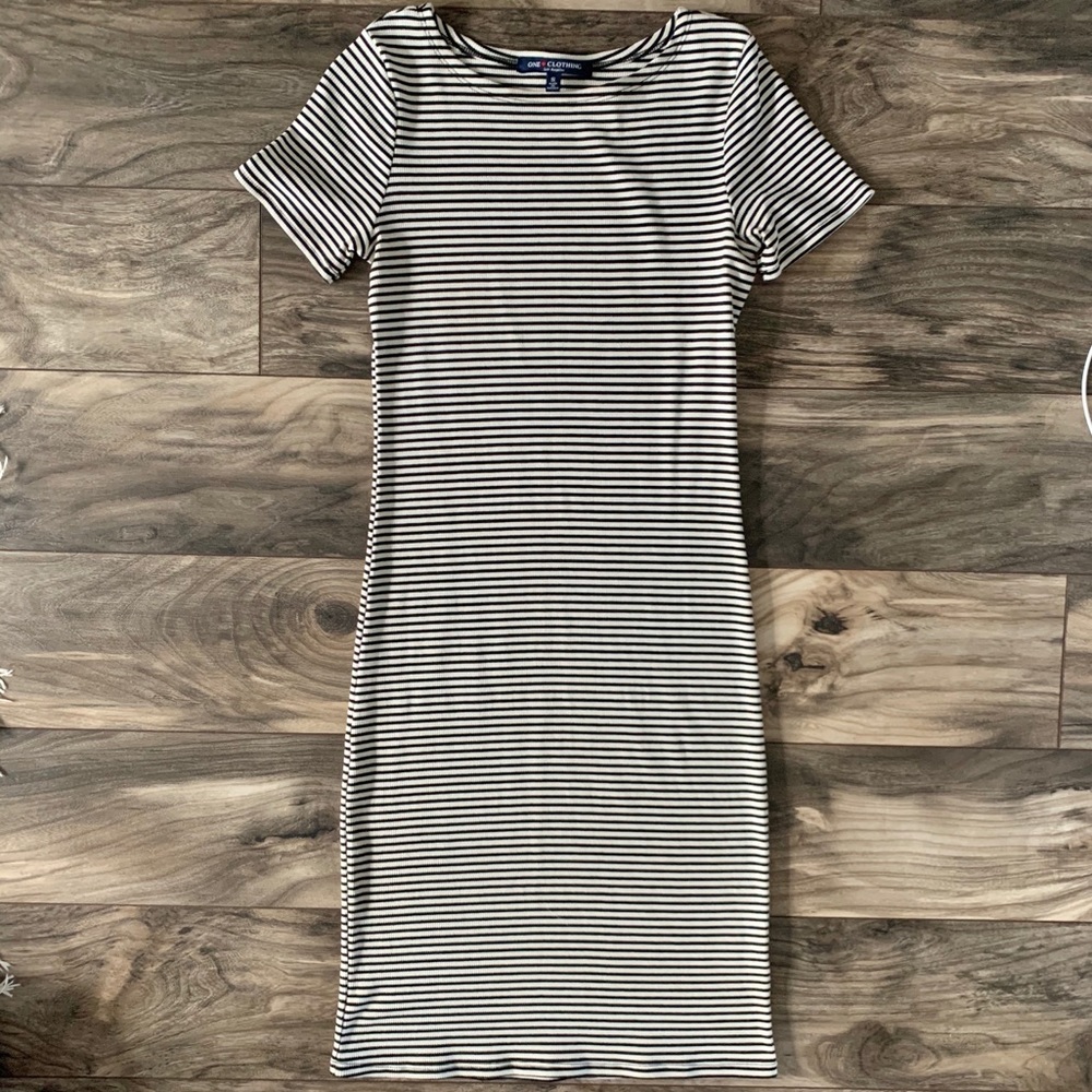 Striped Ribbed T-shirt Dress